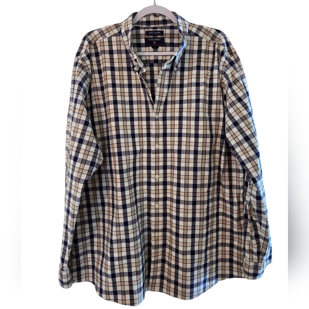 Saddlebred man's button shirt, size XXL, yellow and blue color.
